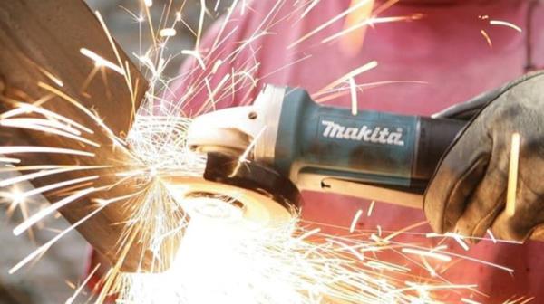 Sparks flying from a grinder